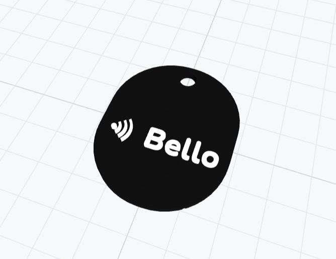 Kleine Hundemarke NFC mit Namen und NFC-Wellen vorn
