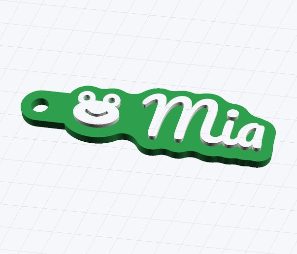 Namensanhänger Mia mit Frosch-Symbol, zweifarbig